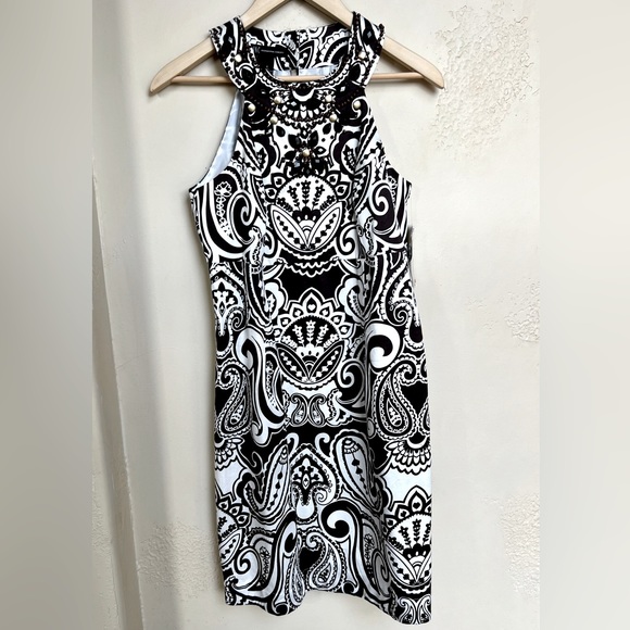 Women’s Halter Dress Embellished White and Brown by INC. - Picture 1 of 7